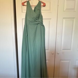 Double V-Neck Bridesmaid Dress Long A-Line Chiffon